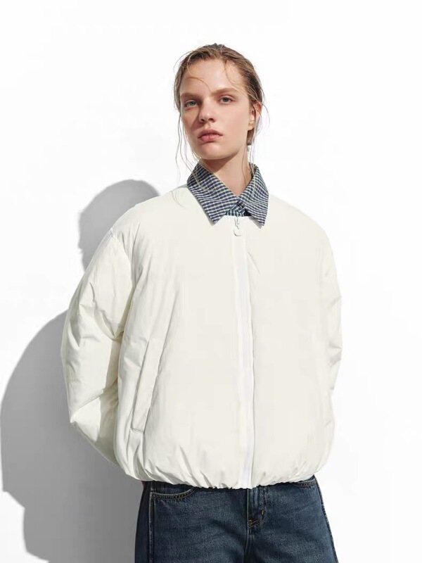 Sh&Ur2025 New Winter Women's Clothing French-Style Contrasting Plaid Collar Ultra-Loose Quilted down Jacket Uyl150075