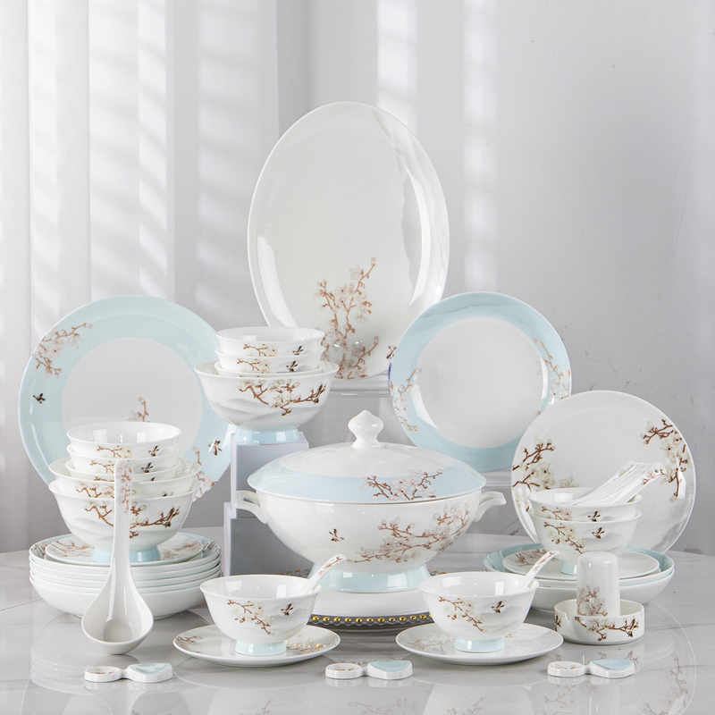 Jingdezhen Ceramic Tableware Set, New Bone China Bowl and Plate Set, Home Use Chinese Style Light Luxury Tableware Jingdezhen Ceramic Tableware Set, New Bone China Bowl and Plate Set, Home Use Chinese Style Light Luxury Tableware