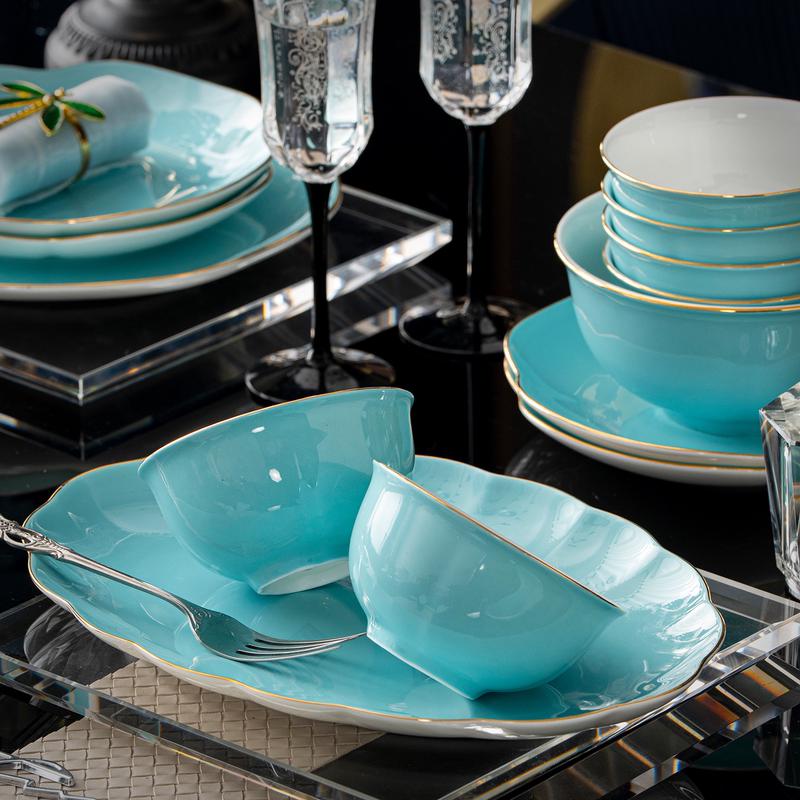 Jingdezhen Tableware Blue Rhythm Beauty Set 2026 New Bone China Bowl and Plate Set for Home Use Chinese Style Light Luxury Tableware Jingdezhen Tableware Blue Rhythm Beauty Set 2026 New Bone China Bowl and Plate Set for Home Use Chinese Style Light Luxury Tableware