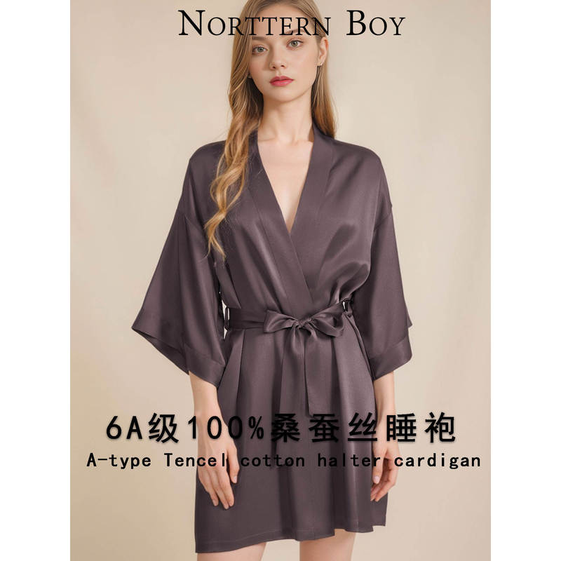 6A Grade 100% Mulberry Silk Nightgown for Women, Silk Robe, High-End Silk Dressing Gown, Can Be Worn Outside as Loungewear