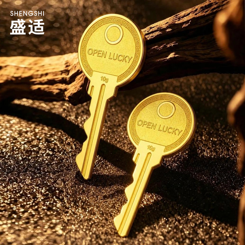 [Sheng Shi Gold] Golden Key Pure Gold 9999 5g 10g Ornament Gold Keychain Gift Collection Gift Giving