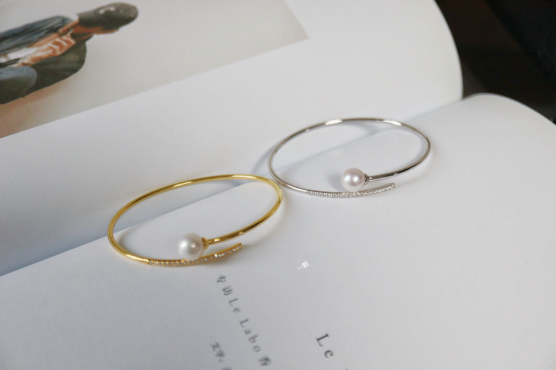 [One Peareal] S925 Sterling Silver Moissanite Aurora Pearl Elastic Bracelet