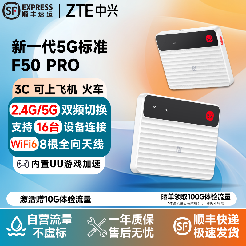 ZTE F50 Pro ポータブル WiFi SIM カード: 全国データプラン、全ネットワーク対応、超薄型ポータブル旅行＆車載 WiFi、6 ポケットポータブル WiFi、5G デュアルネットワーク、安心して旅行できます。