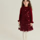 Girls' Autumn and Winter Quilted Birthday Princess Dress Korean Style Christmas Feather Sequin Vest Dress New Year Outfit Dress