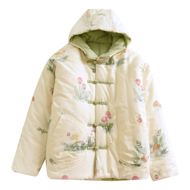 Pure cotton home clothes for women at home and out, thickened warm cotton tops, casual pajamas, loose autumn and winter