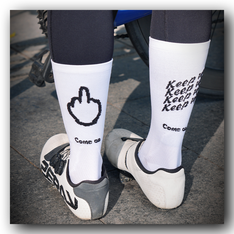 Zhoo ® Keep up Gesture Cycling Socks | Road Bike Mountain Bike Sports Fitness Mid-Calf Socks