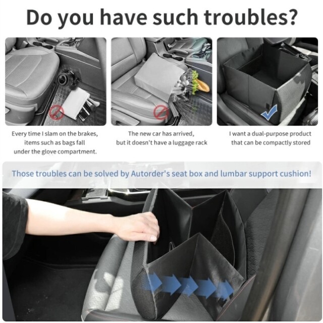 Amazon's Best-Selling Foldable Car Seat Storage Box, Lumbar Support Car Storage Box, Two-In-One Car Storage Box