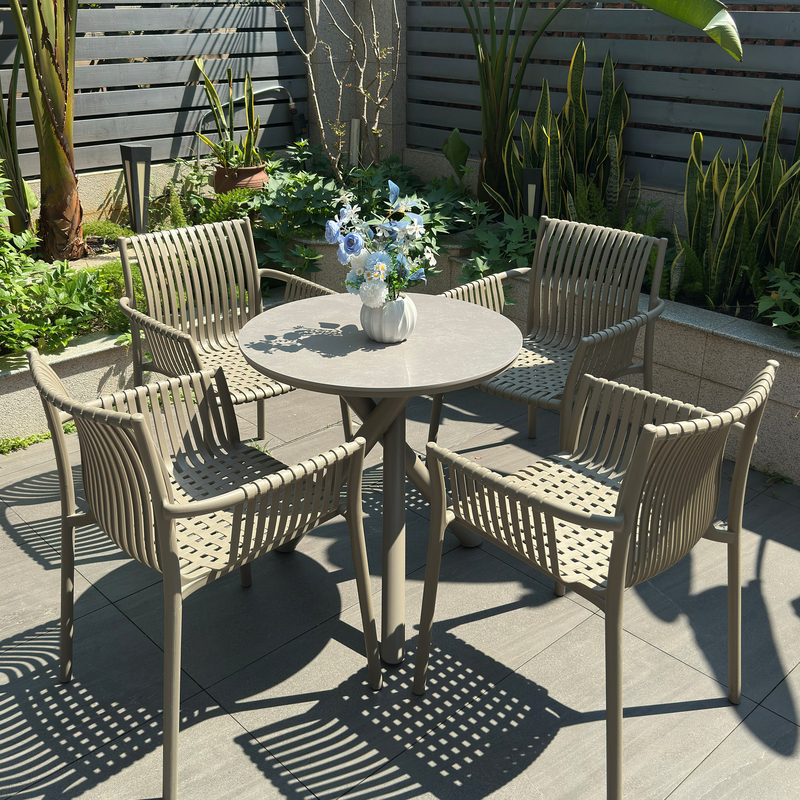 Light Luxury Outdoor Slate Table for Cafes, Milk Tea Shops, Scenic Spots, Outdoor Seating, Guesthouses, Commercial Use, High Temperature Resistant, Waterproof, Sun Protection