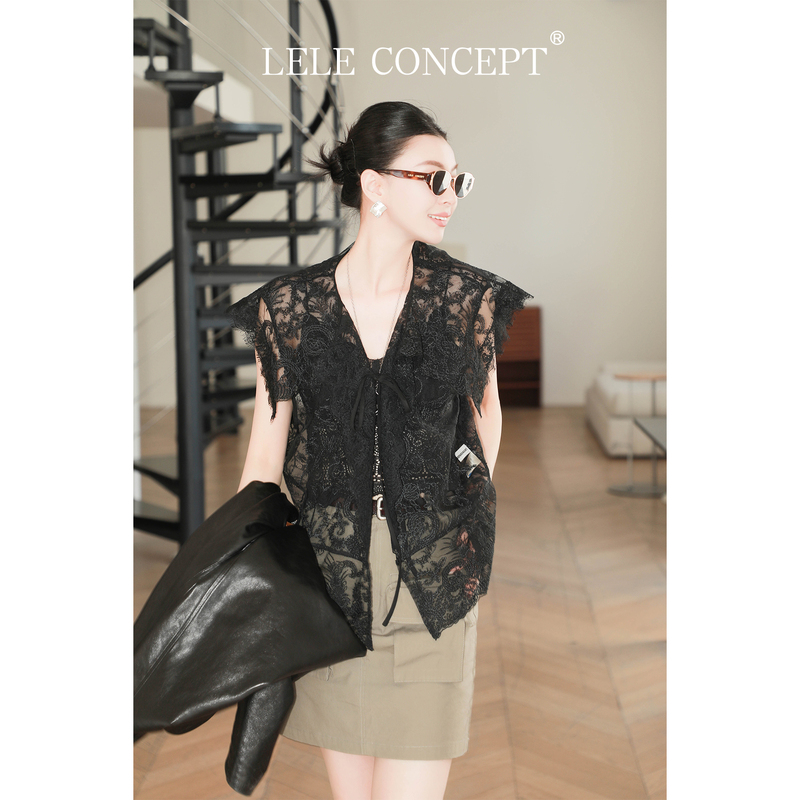Lele Concept｜Sleeveless Shawl Collar Lace Top Fs26A0529W
