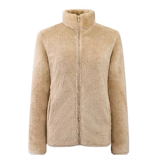 Uniqlo Fleece Jacket for Women, Middle-Aged and Elderly Women's Thickened Warm Double-Sided Sweatshirt, Coral Fleece Top for Moms
