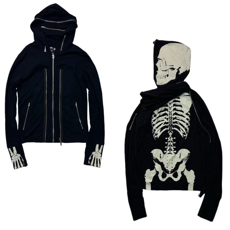 Ppfm Skull Skeleton Zipper Jacket Hoodie Hooded Cardigan Visual Culture Subculture Uc