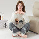 Long-Sleeved Pure Cotton Pajamas for Women, Autumn and Winter Thickeneded 2025 New Style, Can Be Worn Outside, Cute and Sweet Lace Cartoon Home Clothes