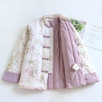 New Chinese-Style Handmade Cotton Padded Jacket for Women, 2025 New Model with Traditional Buttons, Retro Warm Cotton Clothing for Middle-Aged and Elderly, Winter