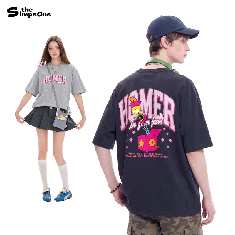 The Simpsons Short-Sleeved T-Shirt for Men 2026 New Breathable American Style Trendy Couple Outfit Loose Casual Top for Women The Simpsons Short-Sleeved T-Shirt for Men 2026 New Breathable American Style Trendy Couple Outfit Loose Casual Top for Women