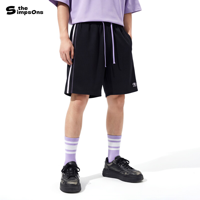 The Simpsons Shorts for Men, Patchwork Drawstring Straight-Leg 26 Summer New Design Wide-Leg Loose Five-Point Shorts for Women
