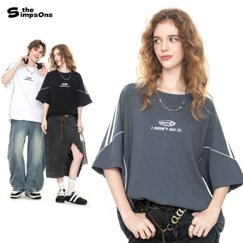 [Same Style as Tian Jiarui] the Simpsons Short-Sleeved T-Shirt for Men, Summer 2026 New White Round-Neck Top for Women