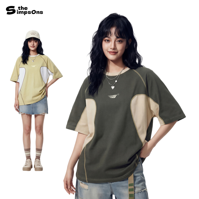 The Simpsons Quick-Drying Antibacterial Hasselblad Line Short-Sleeved Trendy Summer Crew Neck Loose-Fitting Couple Casual Half-Sleeve T-Shirt