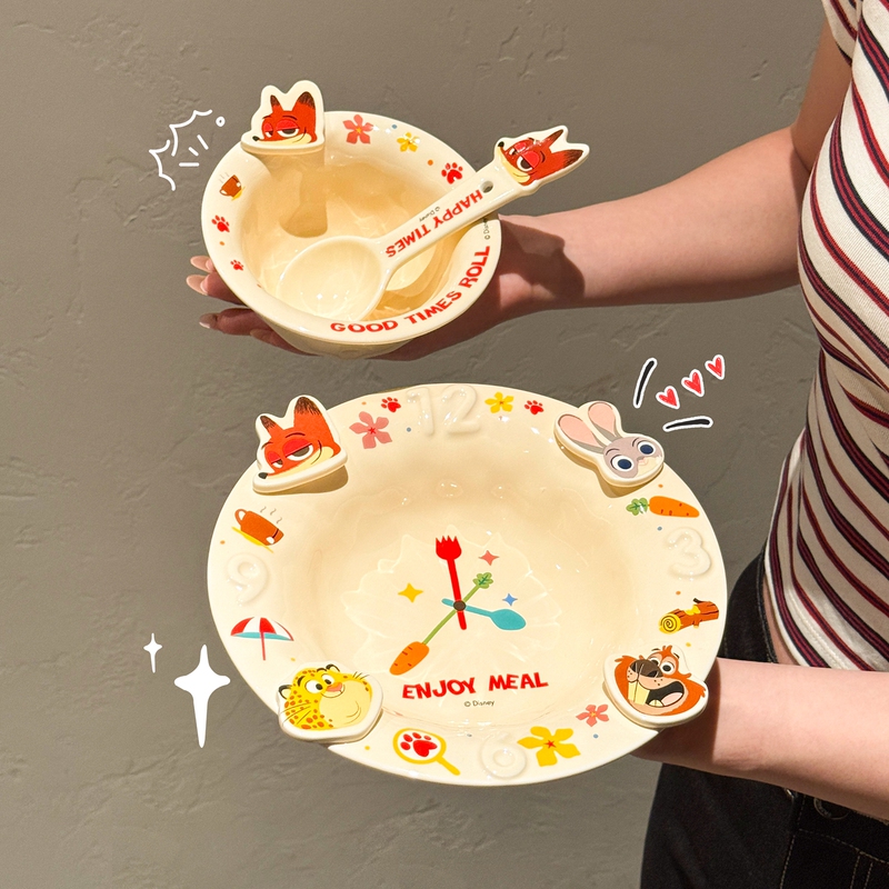 Xixiali Zootopia Cute Bowl and Plate Dinnerware Set for One Person, Beautiful Plate, Dinner Plate, Birthday Gift for Women Xixiali Zootopia Cute Bowl and Plate Dinnerware Set for One Person, Beautiful Plate, Dinner Plate, Birthday Gift for Women