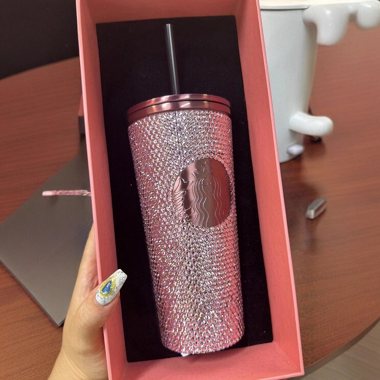 Popular Starbucks Cup, High-Quality Stainless Steel Straw Cup, Diamond Insulated Cup, Gift Box Water Cup, Holiday Gift Popular Starbucks Cup, High-Quality Stainless Steel Straw Cup, Diamond Insulated Cup, Gift Box Water Cup, Holiday Gift