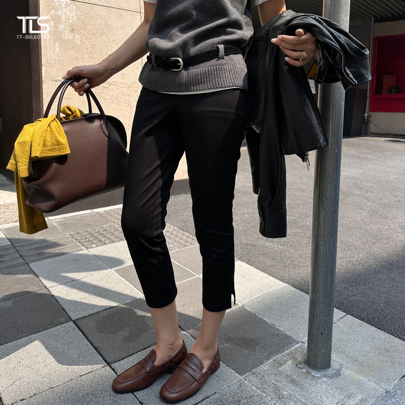 Auntie Tts [Capri Pants] Slim Fit Slimming Seven-Point Casual Pants for Women 2026 Autumn Black Skinny Pants