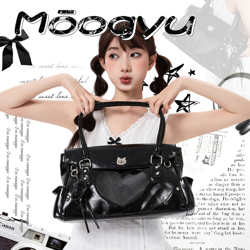Moogyu's Original Heart-Shaped Tote Bag, a Large-Capacity Commuter Bag for Office Workers, Perfect for Fans of the Band Moogyu's Original Heart-Shaped Tote Bag, a Large-Capacity Commuter Bag for Office Workers, Perfect for Fans of the Band