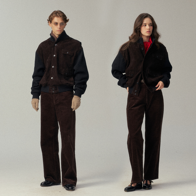Kruni26 Autumn New Vintage Mid-High Waist Straight Dark Brown Corduroy Paris Button Casual Pants Kruni26 Autumn New Vintage Mid-High Waist Straight Dark Brown Corduroy Paris Button Casual Pants