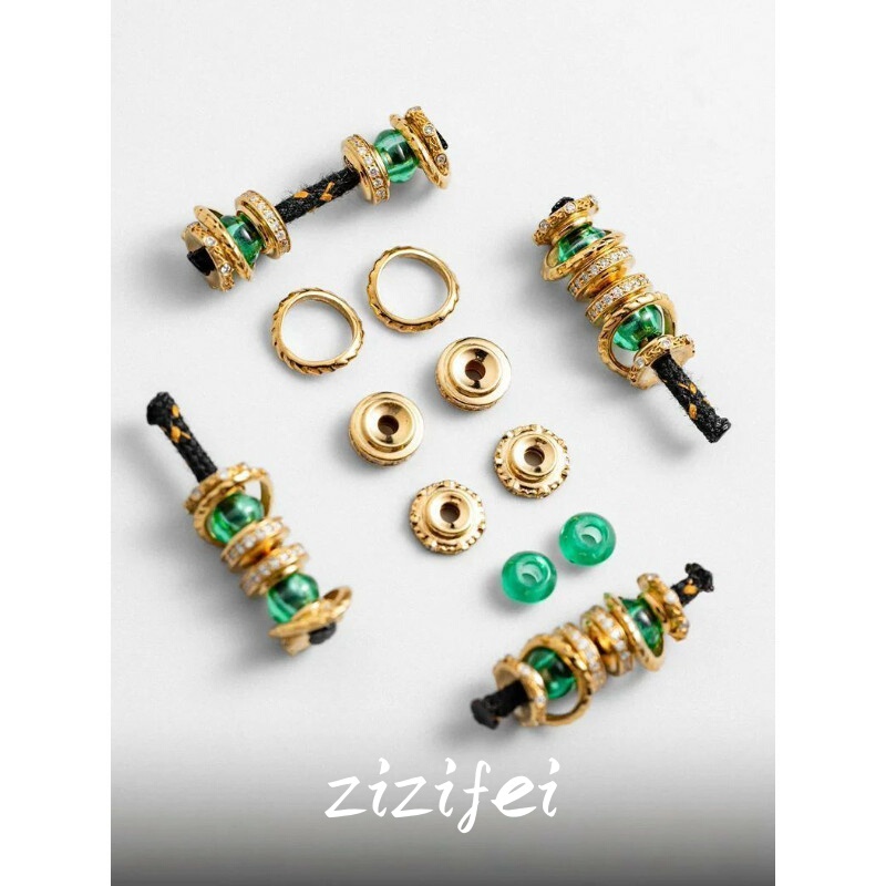 Tibetan-Style Multi-Directional Rotating Bead Bracelet with Imitation Green Glass Beads and 108 Seed Beads, DIY Anti-Tangle Accessory