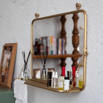 Retro mirror vanity mirror wall-mounted vanity mirror wall-mounted bedroom vanity bathroom bathroom French decorative mirror