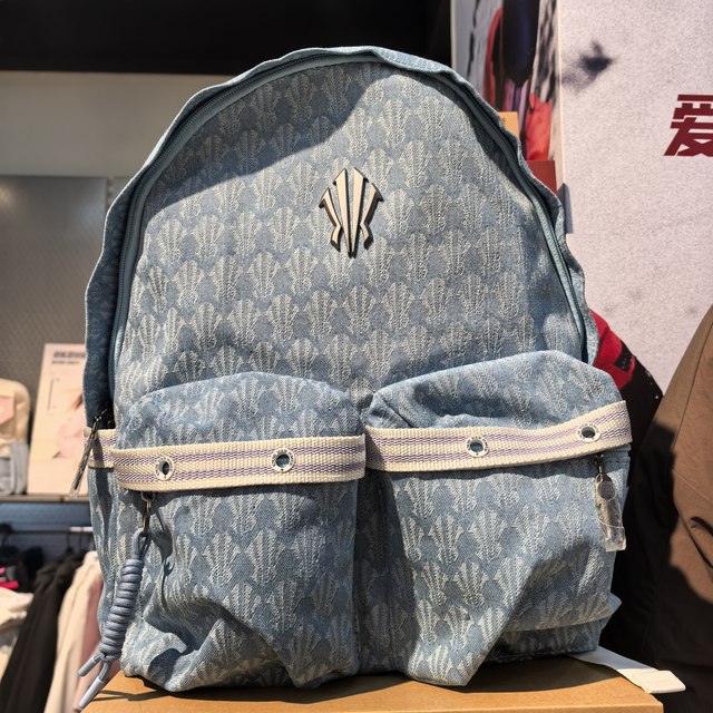 Anta Owen Lifestyle Series Casual College Style Fabric Backpack Unisex Couple Style Denim Light Blue