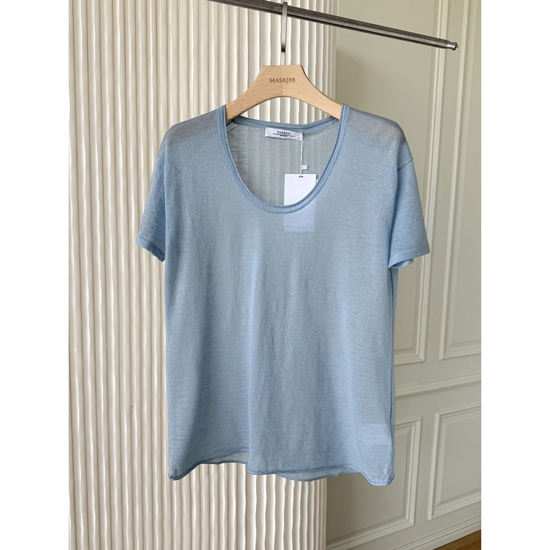 Mas&Jm Consinee 80-Count Fine-Spun Cashmere Thin Loose Cashmere T-Shirt, High-End Lazy Style 681104 Mas&Jm Consinee 80-Count Fine-Spun Cashmere Thin Loose Cashmere T-Shirt, High-End Lazy Style 681104