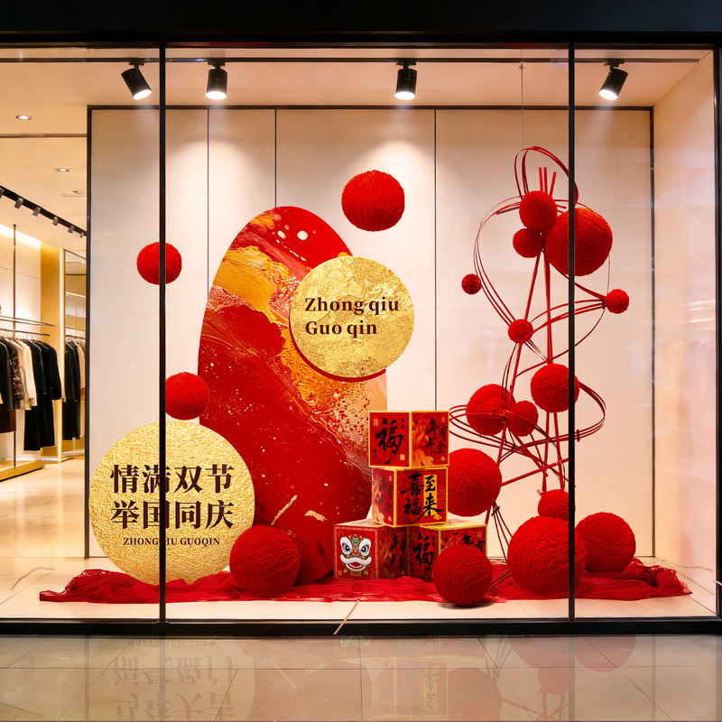 National Day and Mid-Autumn Festival Atmosphere Decoration for Shopping Malls, Store Events, Scene Decoration, Kt Board Window Display, Photo Backdrop National Day and Mid-Autumn Festival Atmosphere Decoration for Shopping Malls, Store Events, Scene Decoration, Kt Board Window Display, Photo Backdrop