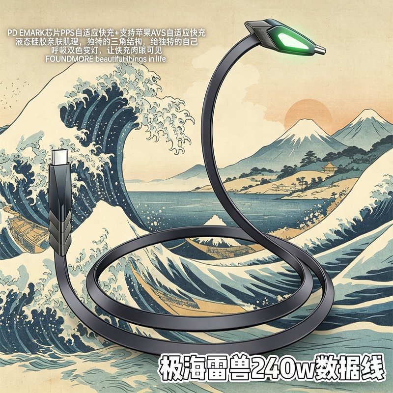 Suitable for Huawei Honor Vivoiqoo Samsung Apple Realme Oneplus Oppo Xiaomi Redmi Universal Jihailaysou 240W Fast Charging Full Protocol Data Cable Type-C Interface Charging Cable
