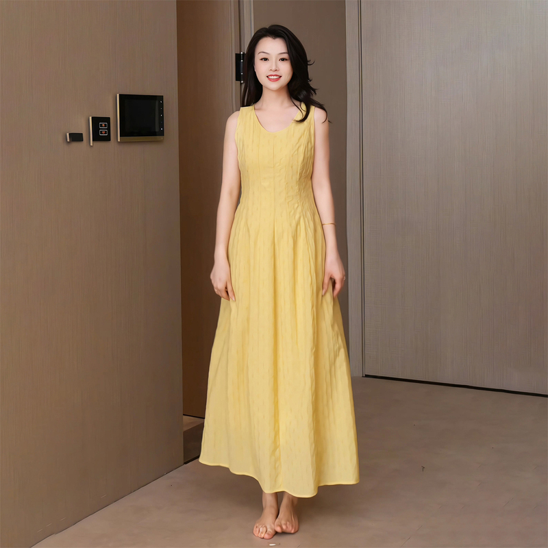 Misssa Large Size Tencel Nylon High-End Dress for Women, Jacquard Dark Pattern Loose Long One-Piece Dress Misssa Large Size Tencel Nylon High-End Dress for Women, Jacquard Dark Pattern Loose Long One-Piece Dress