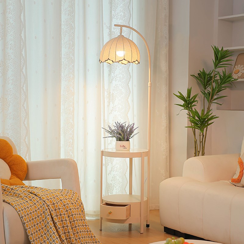 French cream style floor lamp living room sofa next to high-end atmosphere shelf bedroom U bedside counter lamp one