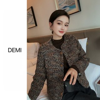 MISS RUILI 定制 冬季百搭显瘦气质小香风粗花呢羽绒短外套F1449