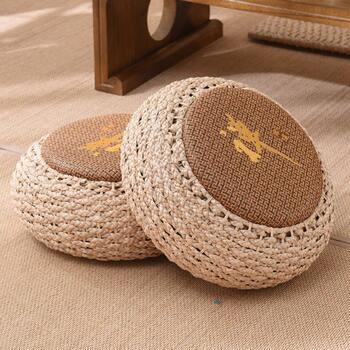 Miaoyi straw futon tatami cushion bay window cushion kneeling meditation mat meditation worship mat thickened futon