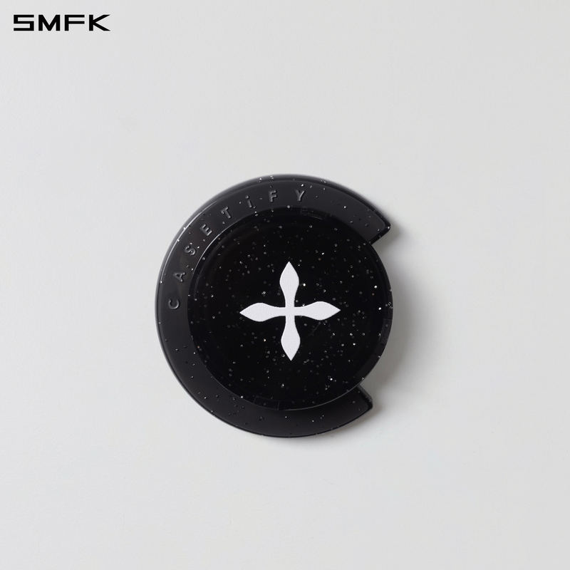 Smfk Single Flower Logo Magnetic Phone Airbag Holder in Collaboration with Casetify/Black Foldable Phone Holder