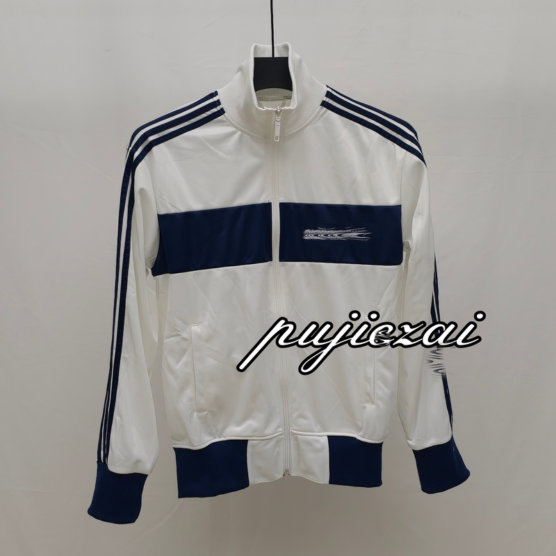 Pujiezi Ad Blue and White Patchwork Jacket Casual Simple Versatile Cleanfit Jacket Top for Men and Women