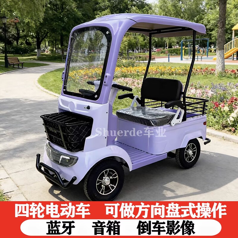 Mini Bus Beidou 2 New Model Four-Wheel Electric Vehicle with Canopy for Elderly Mobility, with Cargo Box and Electromagnetic Brake