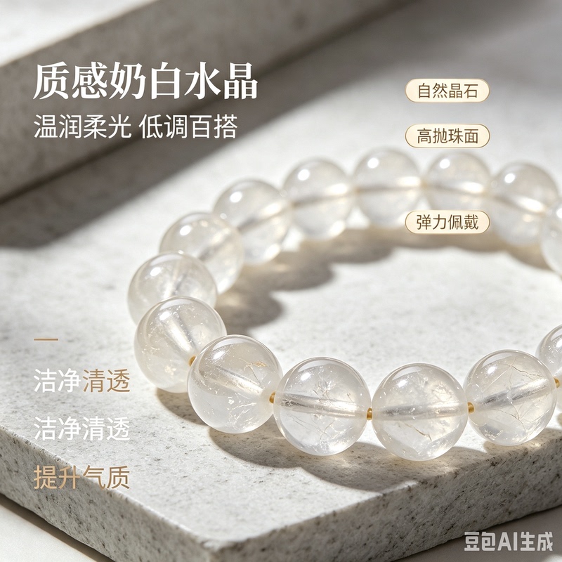 1040 Milk White Natural Crystal Beaded Bracelet for Women, Fashionable and Versatile Crystal Bracelet Jewelry 1040 Milk White Natural Crystal Beaded Bracelet for Women, Fashionable and Versatile Crystal Bracelet Jewelry