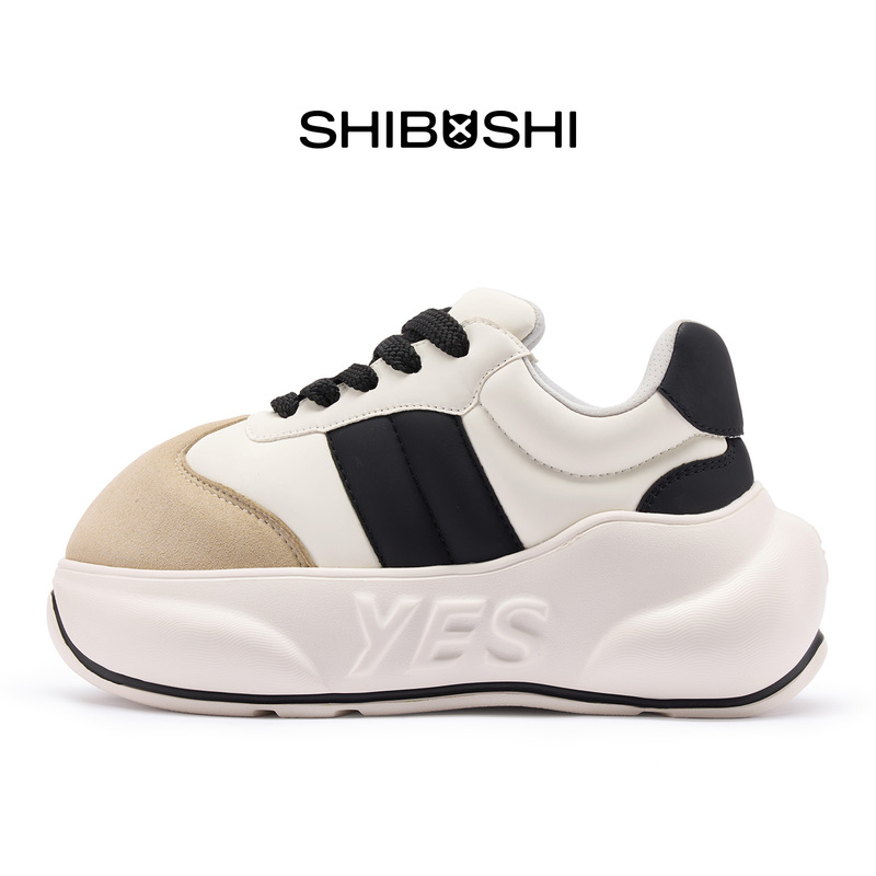 [Same Style as Liu Yihong and Zhang Zihao] Are These Shibushi Gray and White Platform Shoes for Women, Thick-Soled Height-Increasing German Training Shoes?