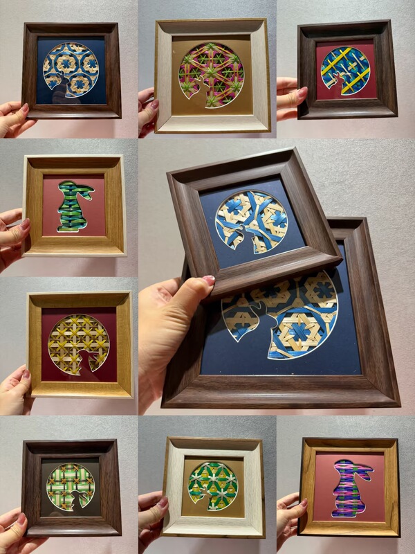 Bamboo Woven Photo Frame Finished Product, Handmade Moon Rabbit Product, Mid-Autumn Festival Creative Cultural and Creative Display Piece, Bamboo Woven Art, Intangible Cultural Heritage Handicraft