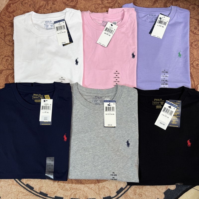 In Stock Ralph Lauren Boys' Crew Neck Short-Sleeve Polo Ralph Lauren Pure Cotton T-Shirt Suitable for Adults