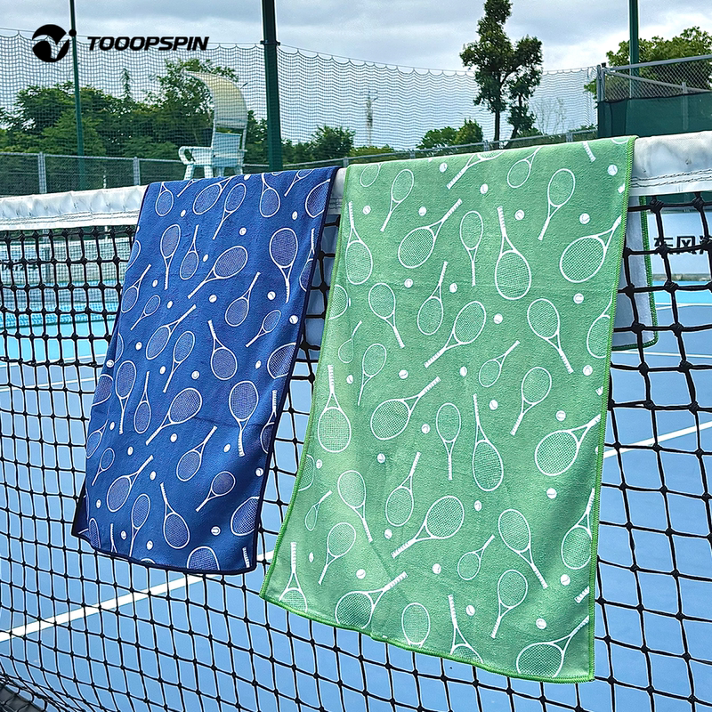Tennis Themed Sports Towel Microfiber Blue and Green Classic Two-Tone Tennis Themed Sports Towel Microfiber Blue and Green Classic Two-Tone