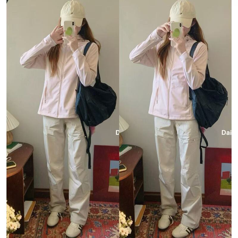 Fleece Waist-Cinching Softshell Jacket + Fleece Slim-Fit Hiking Pants