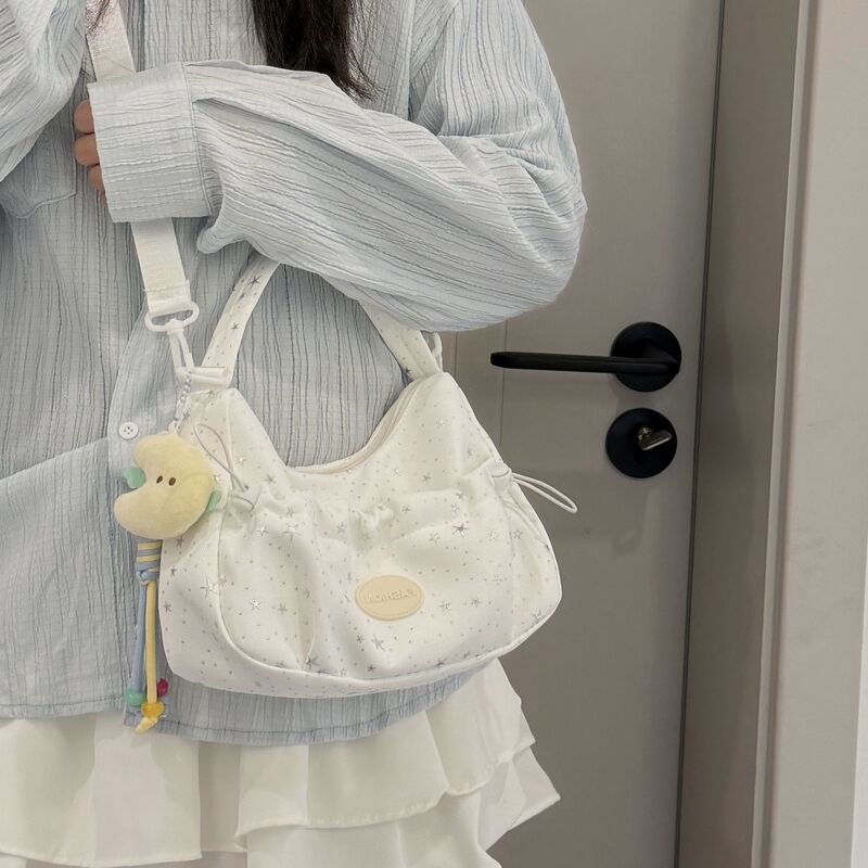 Student Lightweight Pleated Small Crossbody Bag for Girls, Super Trendy and High-End Drawstring Shoulder Bag, Commuter Underarm Bag, Handbag