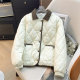 Lightweight rhombus down jacket for women, short cotton jacket