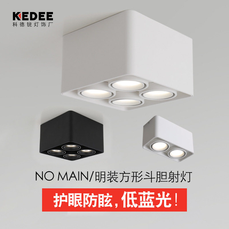 Full spectrum surface-mounted spotlights without main light living room lighting bold lamp hallway bedroom anti-glare led high color rendering downlight