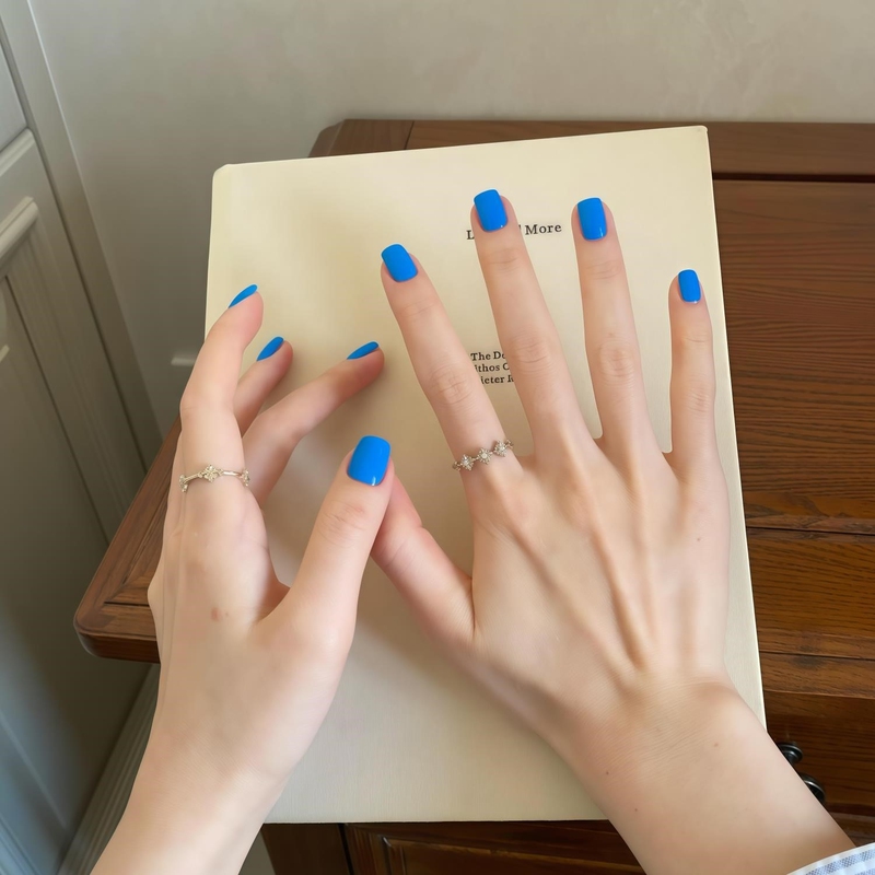 2026 New High-End Elegant Blue Color-Enhancing Wearable Nail Art Island Color Short Style Simple Solid Color Nail Art 2026 New High-End Elegant Blue Color-Enhancing Wearable Nail Art Island Color Short Style Simple Solid Color Nail Art