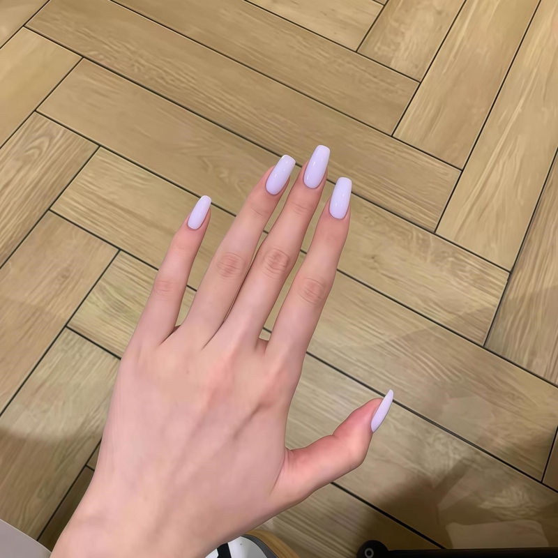 Summer Taro Purple Handmade Wearable Nails for Women, Simple Solid Color Square Nail Tips, Nail Stickers, Fake Nails, Finished Nail Pieces